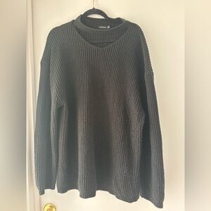 🖤 Boohoo Black Chunky Ribbed Knit Sweater – Size XL